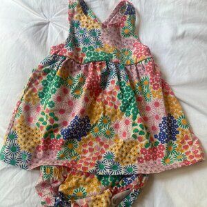 Hanna Andersson Floral Baby Girl Dress & Bloomers Sz 6-12 Mos